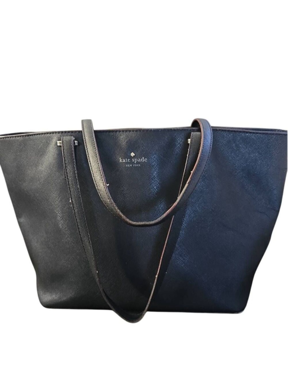 Kate Spade New York Black Saffiano Leather Large Tote. H'10", L-11", W-6"